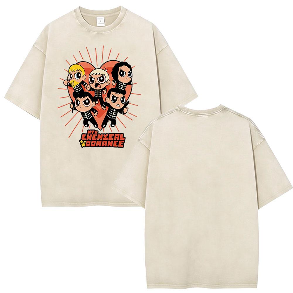 Rock Band My Chemical Romance Washed Tshirt The Black Parade  Tour Merch Tshirts Mens Clothing Vintage T Shirt Streetwear