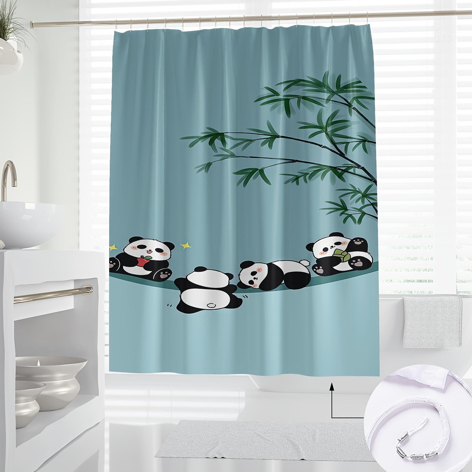 

Vibrant Cartoon Panda Shower Curtain: Hand-Drawn, Waterproof, And Seasonal - Perfect For A Whimsical Bathroom Decor W60H190(CM)-1 Pcs