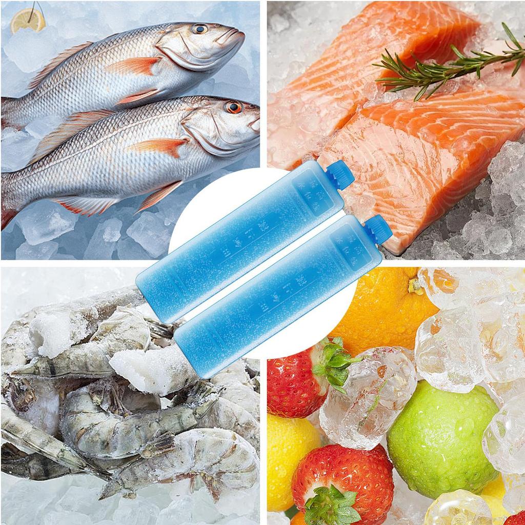2 Stück Eisblöcke Wiederverwendbare Kälte-Eisbeutel Lang anhaltender Kälteblock Tragbarer Eisbeutel Kühltasche Kühler Lebensmittel frisch halten Kühlbox