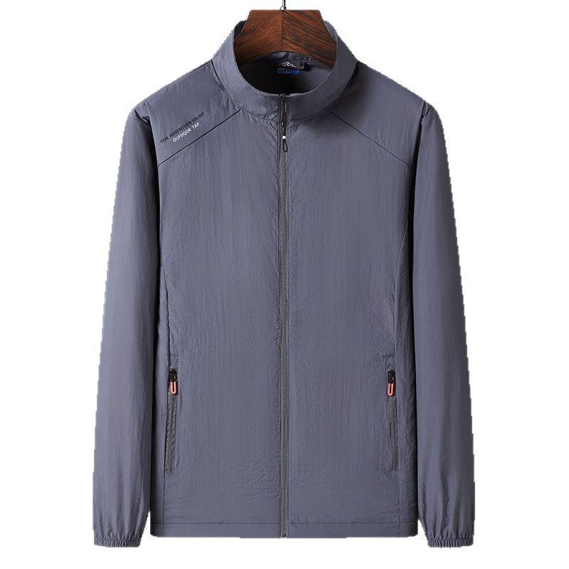 Ice Silk Sunscreen Clothing Men's Summer Thin Simple Color Outdoor Loose Plus Size Hooded Sun-protective Clothing Jacket Coat