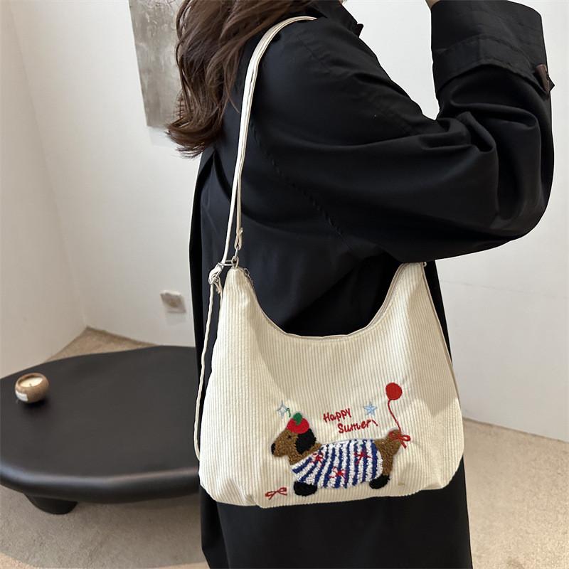 Fashionable Large Capacity Corduroy Tote Bag For Women Stylish Casual Fall Use