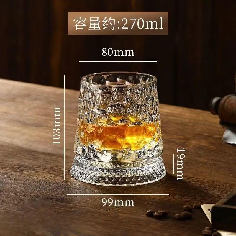 

Fun Whiskey Rotating 360 Degree Crystal Rum Glass with Base Cocktail Party Exclusive Drinking Glass Gift for Friends and Family 1PCS