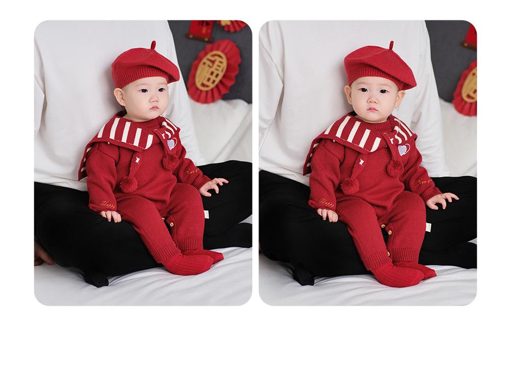 Full Moon Winter Infant Jumpsuit: Cozy 100-Day Outfit for 1-Year-Olds - New Year Visiting and Crawling Clothes for Babies