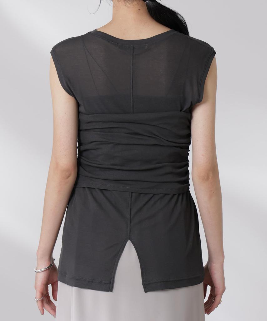 Nano Universe Docking Bustier Sheer Size Top, Women's, M, 023, Charcoal, 669-5124323