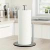 Stainless Steel Paper Towel Holder for Kitchen Countertop, Heavy Weighted Base Roll Dispenser - No Drill,Silver