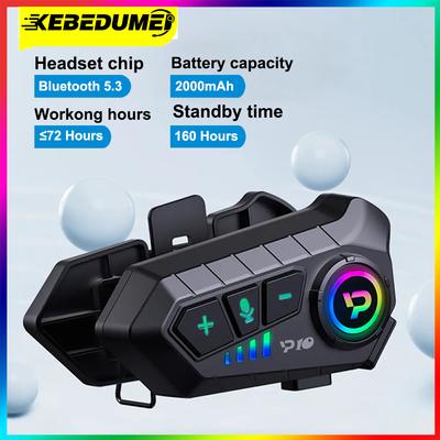 Kebidumei Motorcycle Helmet Headset Handsfree Call 2000mAh Stereo Anti-Interference Waterproof Music Player Wireless Earphone