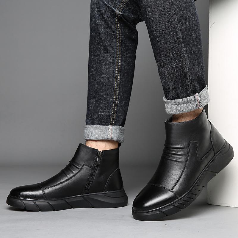 Men's shoes Martin boots Men's high-top British fashion tooling boots Versatile winter velvet thermal cotton boots