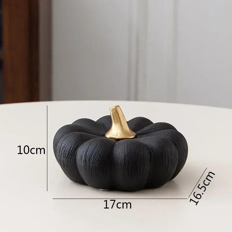 Creative Pumpkin Sculpture Ornaments Ceramic Crafts Desktop Fruit Statues Living Room Figurines Home Decoration Ornaments