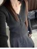 Women's Elegant V-Neck Cashmere Sweater - Slim Fit, High-Waisted, Perfect for Autumn and Winter.