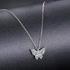 Moissanite Butterfly Necklace Sterling Silver Insect Pendant Necklace Adjusable Link Chain for Women Sparkling Gift