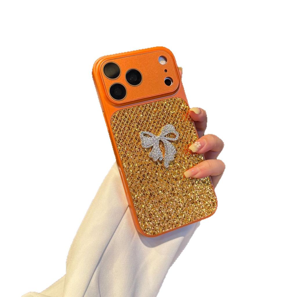 Simple Seconds Change 17 Glitter Sequined Bow for Iphone17promax/15pro Mobile Phone Case Light Luxury 14