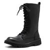 Fashion Men's High-Top Genuine Leather Boots British Style Casual Riding Boots Fashionable Motorcycle Boots Thick Sole Zipper Work Shoes