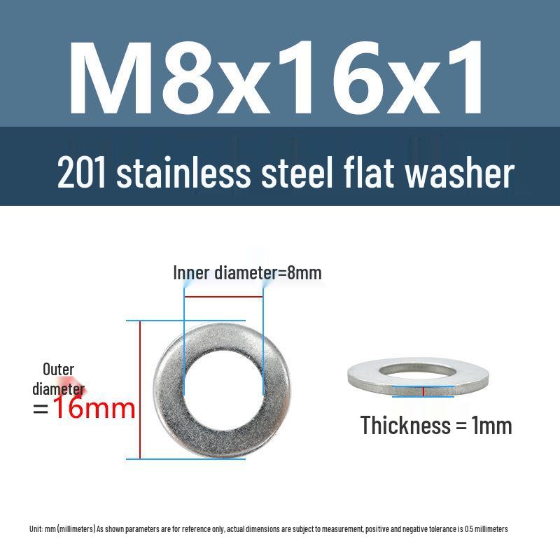 Yigu Oversized Thickened 201 Stainless Steel Flat Washers for M3, M4, M5 Industrial Use