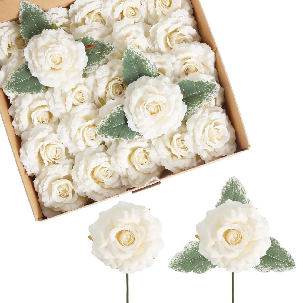 25 Bucăți Trandafiri Artificiali cu Aspect Real Flori Mătase Trandafiri Falsi pentru Buchet de Nuntă DIY, Petrecere a Miresei, Aranjamente Florale, Decorațiuni Mese Petrecere