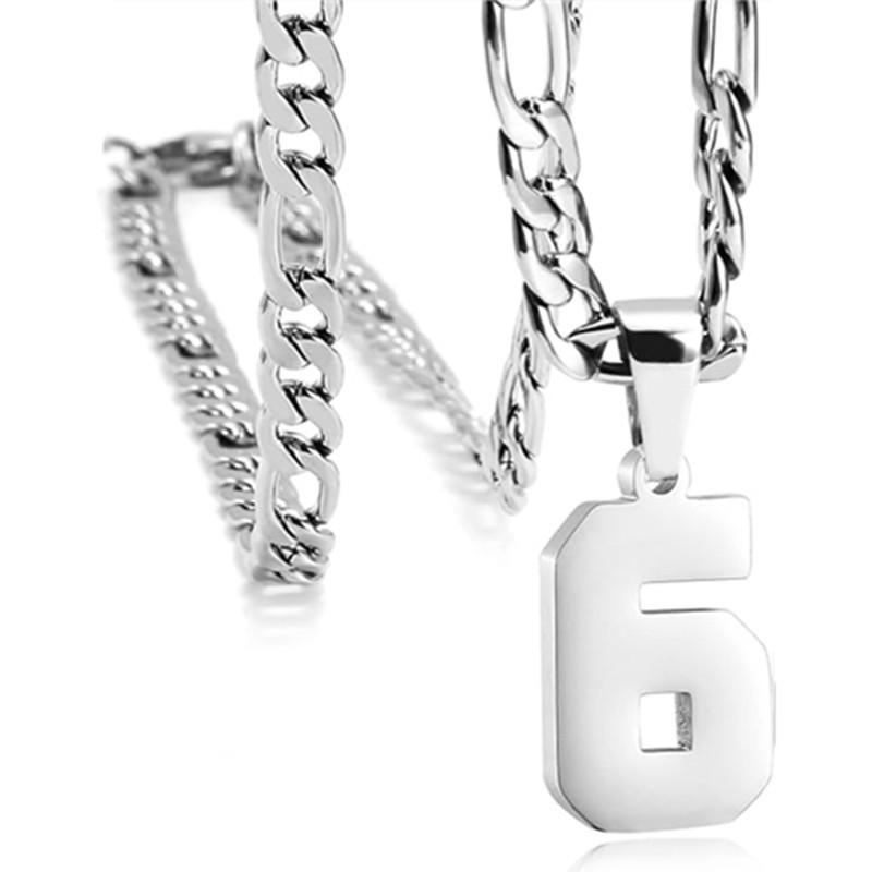 Men's Athlete Stainless Steel Sports Digital Necklace Baseball/Basketball/Soccer Team Inspiration Jewelry Spot