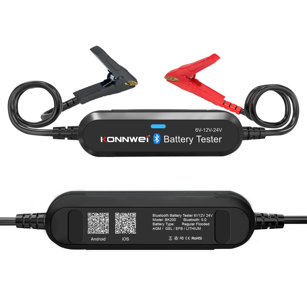 KONNWEI BK100 Bluetooth 5.0 6V 12V Car Motorcycle Battery Tester Battery Monitor 100 to 2000 CCA Charging Cranking Check Tools