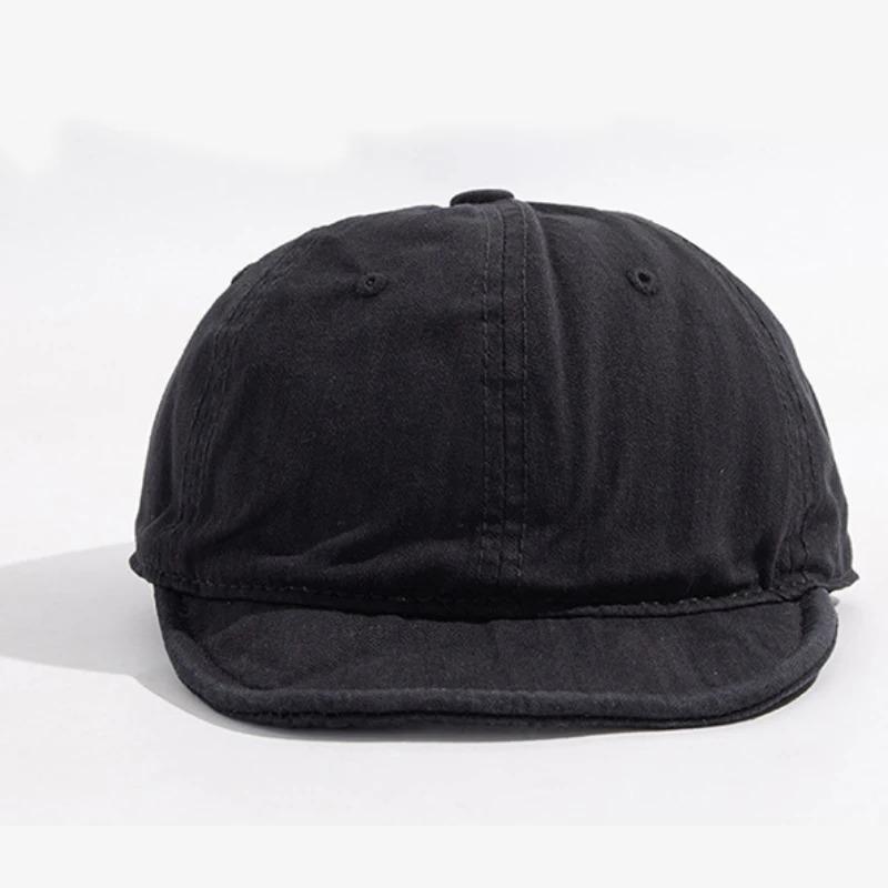 New Unisex Retro Washed Short Brim Baseball Cap, Adjustable Snapback Hip Hop Sunscreen Design, For Men Women Outdoor Daily Wear