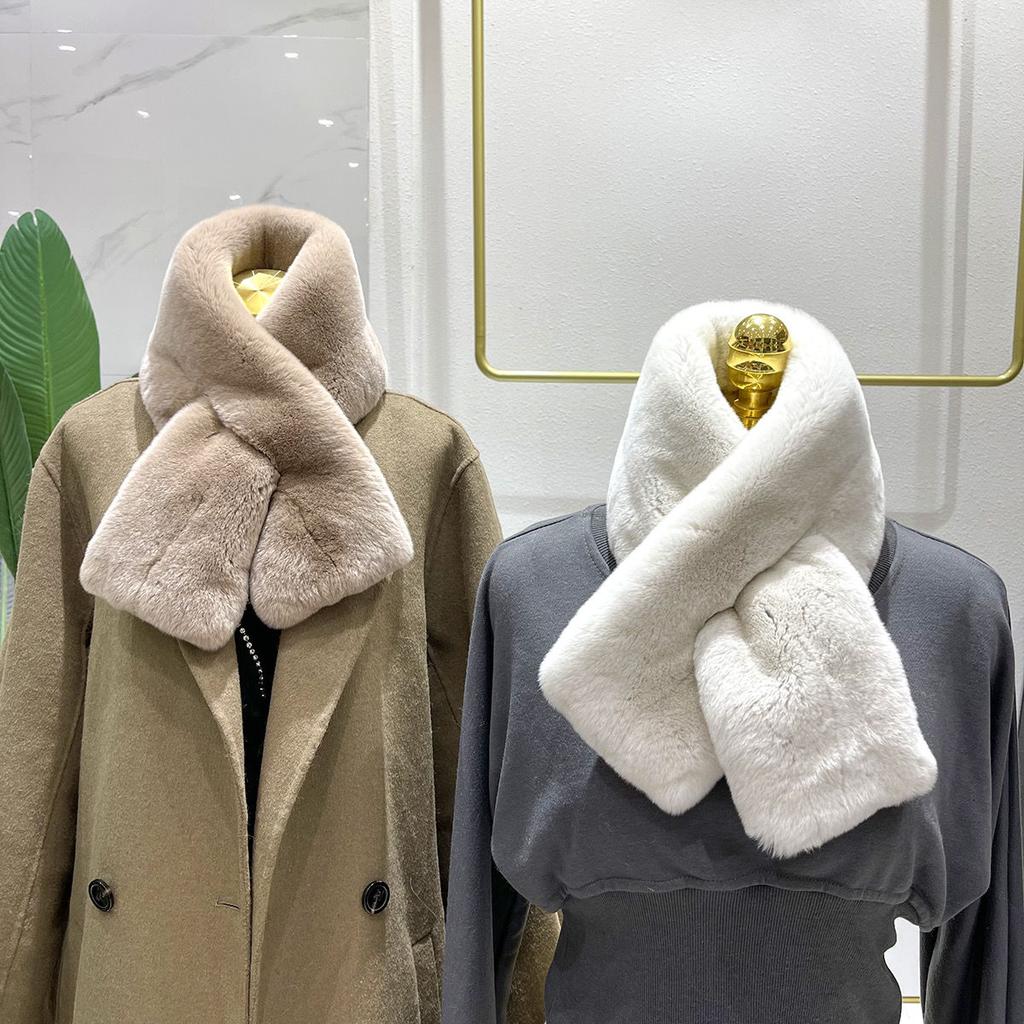 Unisex Winter Faux Fur Scarf - Thick, Knit, Soft and Stylish Accessory for Trendy Warm Comfort