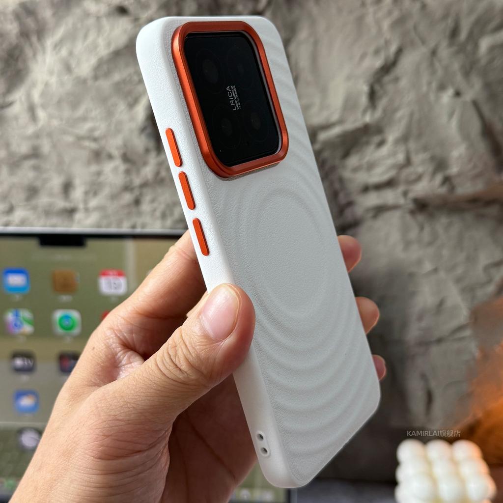 Hülle Für Xiaomi 15 14 Pro Wasserwellenmuster Leder Magnetisch Rot Metall Kameraobjektiv-Ringabdeckung Für Xiaomi MI 15Pro 15 5G Hülle