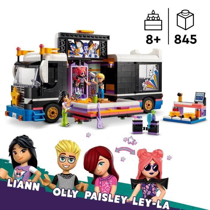 Lego® 42619 friends le tourbus de la star de la pop, jouet musical avec 4 mini-poupées, cadeau pour enfants dès 8 ans