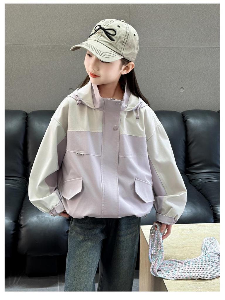 Girls' 2025 Autumn Casual Branded Windbreaker Jacket