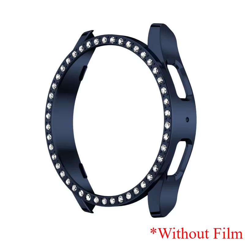 Glass+Diamond Case for Samsung Galaxy Watch 7 40 44mm Accessories Bling PC Bumper+Screen Protector for Galaxy Watch 7 Cover Case