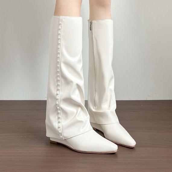 

Сапоги-чулки скинни 2025 новые с острым носком абсолютно универсальные сапоги белого рыцаря женские длинные сапоги сапоги до колена 39