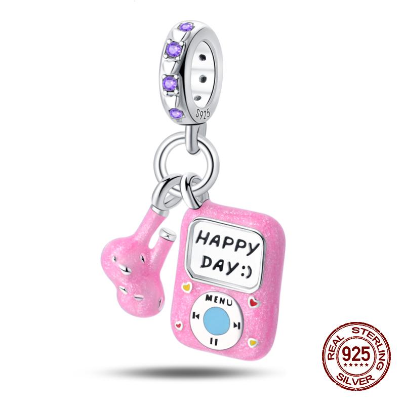 100% Copper Guitar Sax Headphones Musical Instrument Charms Beads Fit Pandachoriginal Bracelets Diy Jewelry