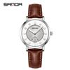 Sanda Women's Fashionable Leather & Silicone Strap Quartz Watch with Luminous Stopwatch