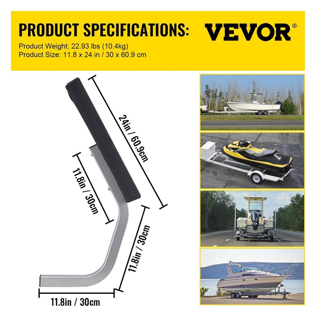 Boat Trailer Guide On, 20\", One Pair Trailer Pontoon Bunk Board Guide-ons, Steel Trailer Guides, Complete Mounting Accessories Included, for Ski