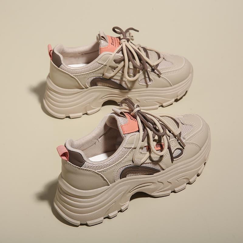 Fashion Women's Dad Shoes Thick Sole Clunky Sneaker Women Breathable Soft Sole Sports Working Shoes For Women