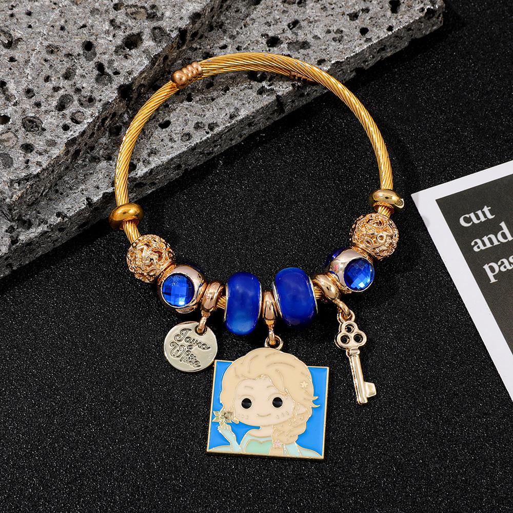 Bracelet Princesse Dessin Animé Avec Pendentif en Alliage de Zinc Pour Cadeau Décor de Voyage