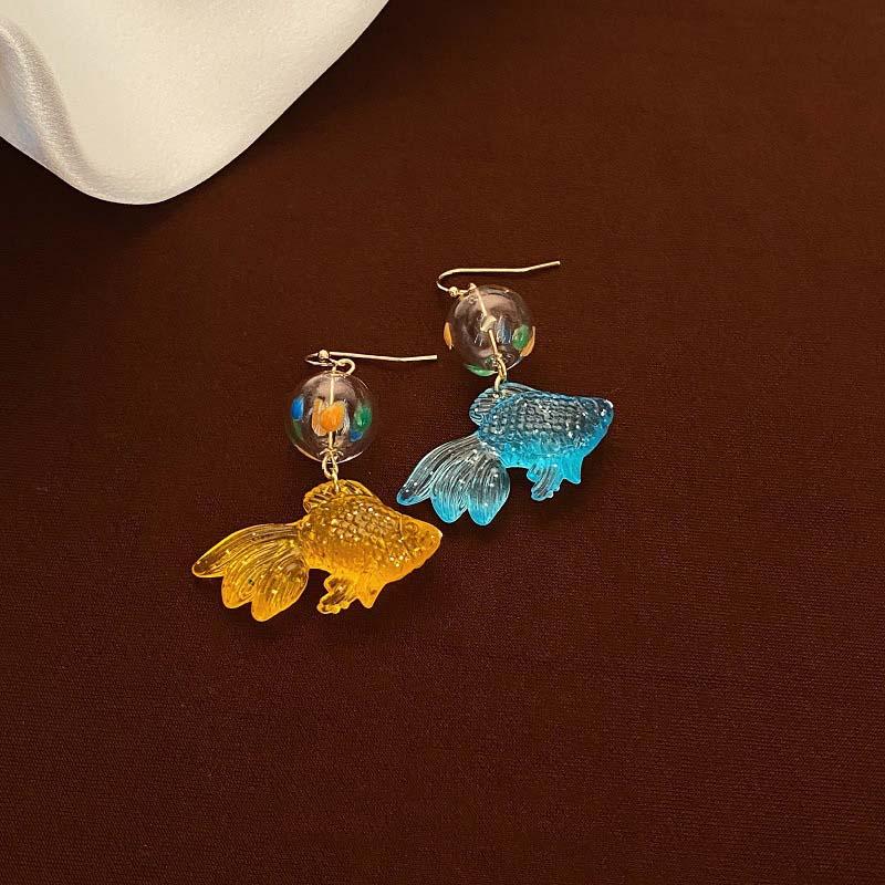 

Новые красочные асимметричные серьги-подвески в виде золотых рыбок, модные детские женские серьги-крючки, ювелирные изделия в подарок как