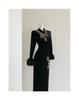 High-End Embroidered Velvet Cuff Wool Cheongsam Dress