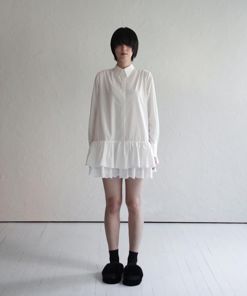 Rubati Ruffle Shirt Mini Dress_White