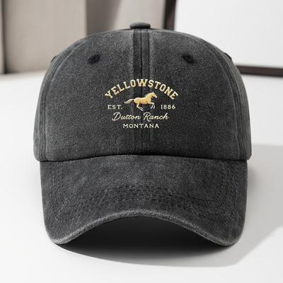 Een Vintage Gewassen Baseballpet met Paardenprint Verstelbaar En Gemaakt van Hoogwaardig Materiaal Geschikt voor Casual Kleding