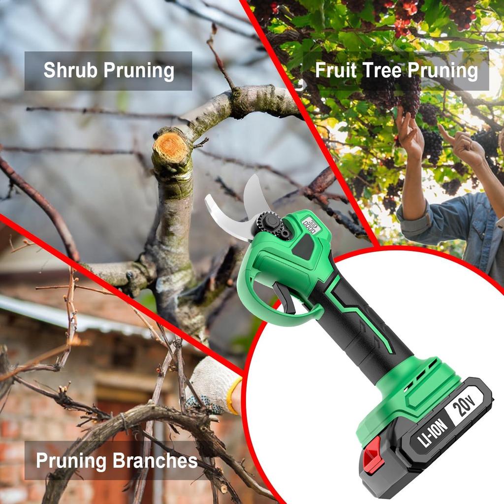 20V Brushless Cordless Electric Pruner Scissors Wood Cutting Garden Tool Pruning Shears Secateurs