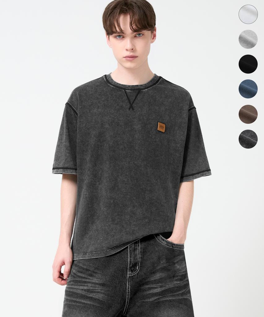 TRILLION Cover Stitch Pigment Short Sleeve T-Shirt_6 Colors (Type B)
