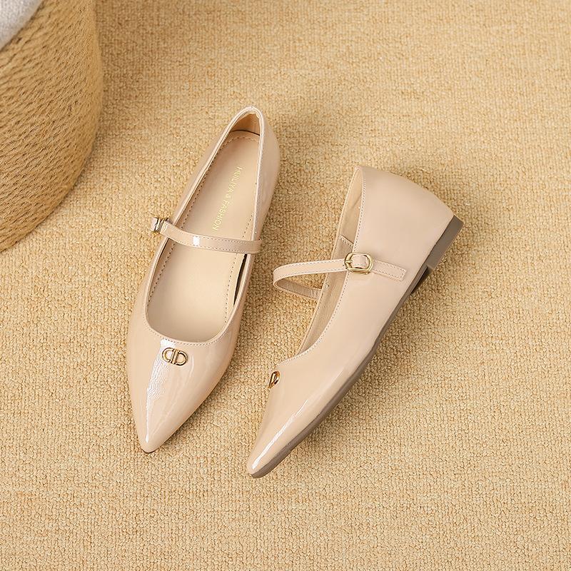 

W1183-1 Huiliya Xiaoxiangfeng остроносые туфли, весна 2025, туфли-лодочки на плоской подошве будут добавлены к одинарным туфлям 40 розовый