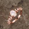 Huitan Blue/White Imitation Opal Moon Rings for Women Aesthetic Wedding Accessories Fancy Anniversary Gift Statement Jewelry Hot