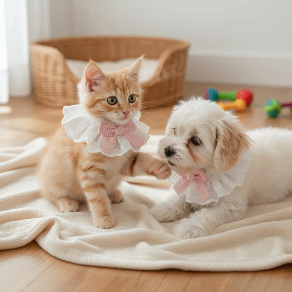 Cute Bowknot Cat Neckerchief Adjustable Soft Pet Bib Decorative Cat Scarf Daily Wear