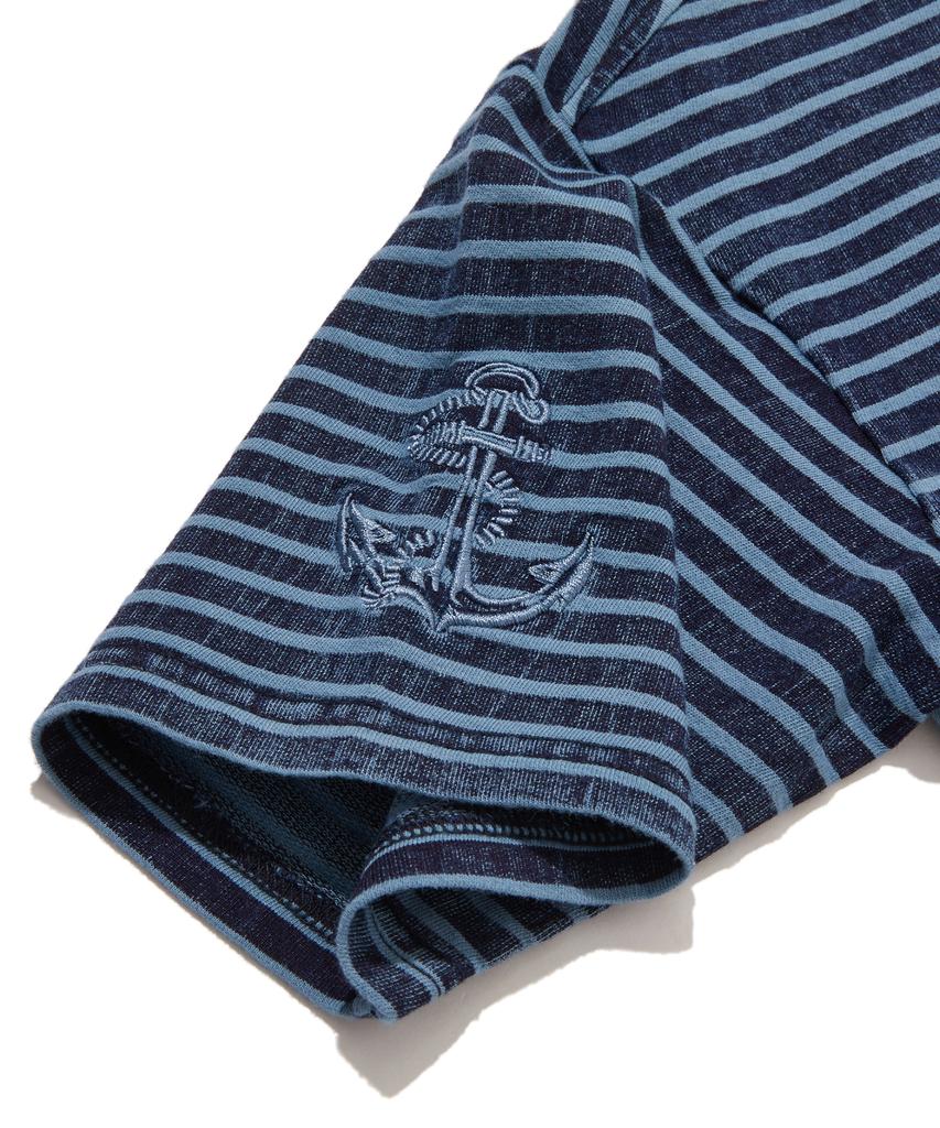 PENFIELD [Trailwear] Indigo Stripe Mini Terry Marine Embroidery T-Shirt Blue_Fs2Kt14U