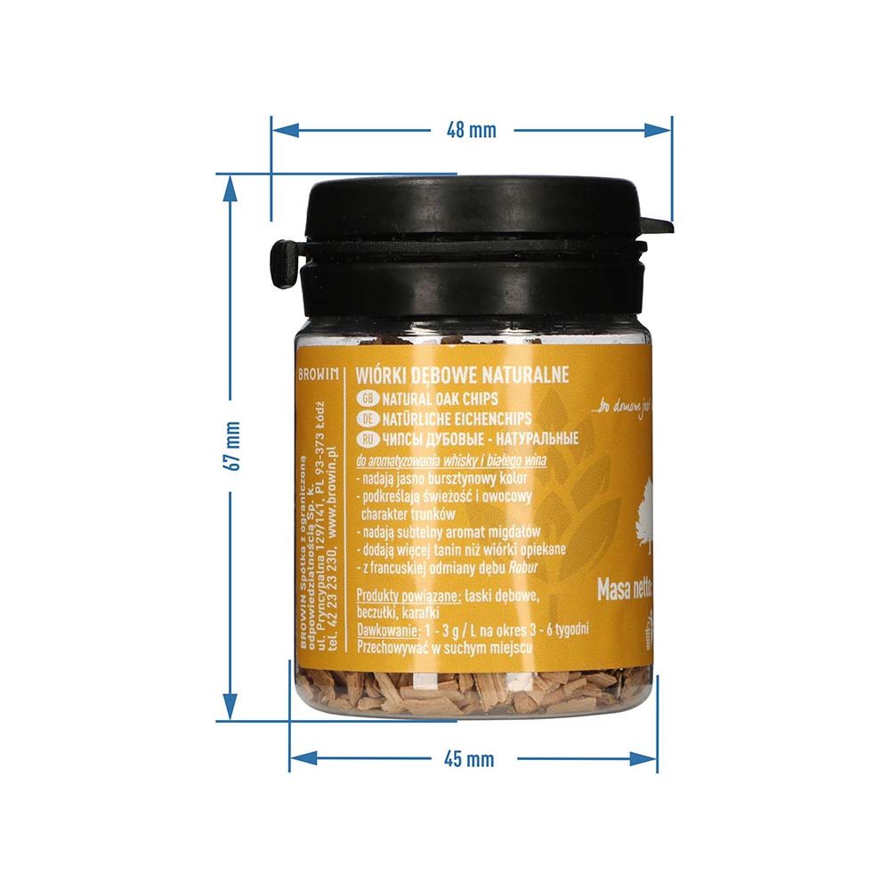 Wiórki dębowe naturalne (nieopiekane) 20g