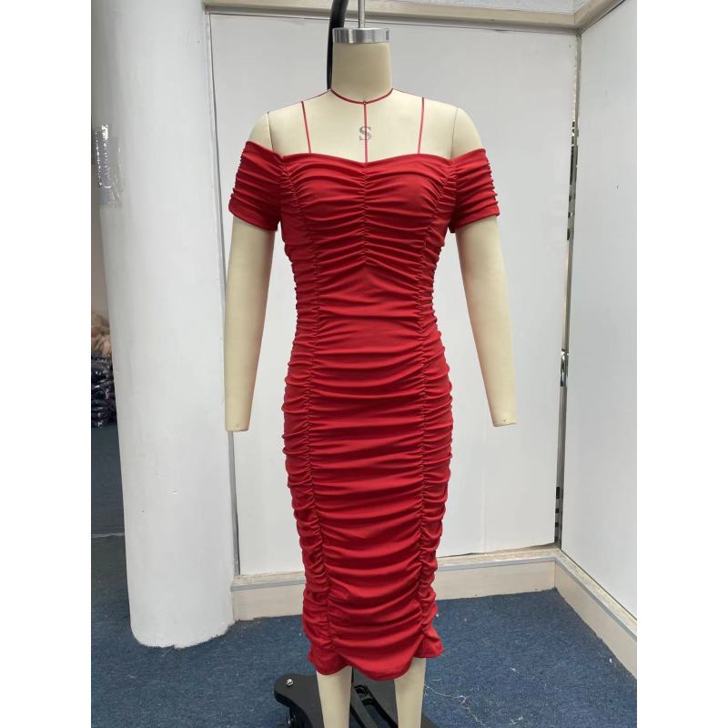 Sexy, elegantes Midikleid mit One-Shoulder-Rüstung für Damen