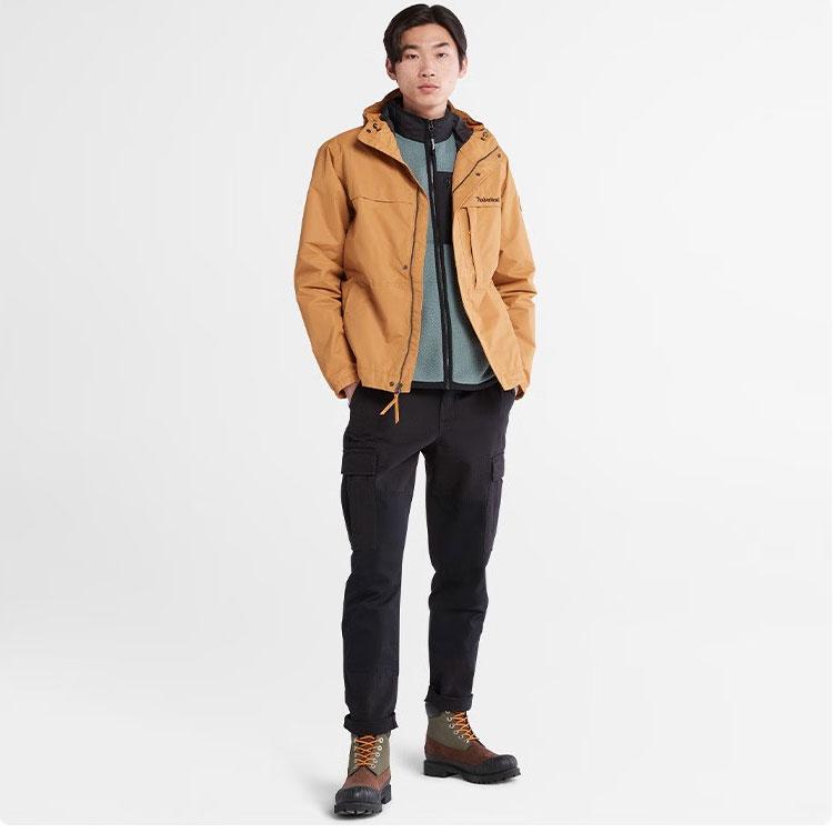 Timberland Af Wr Benton Shell Sports Casual Solid Color Hooded Jacket Woven Men Jackets Wheat A695W-P47