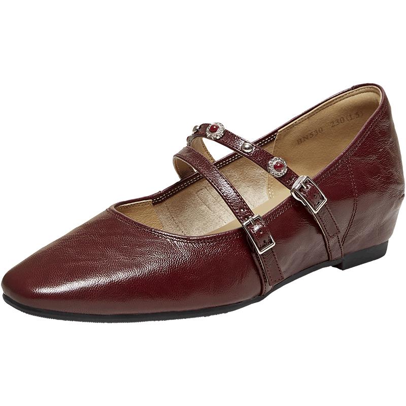 Bestore Women s Retro Square Toe Mary Jane Flats 37