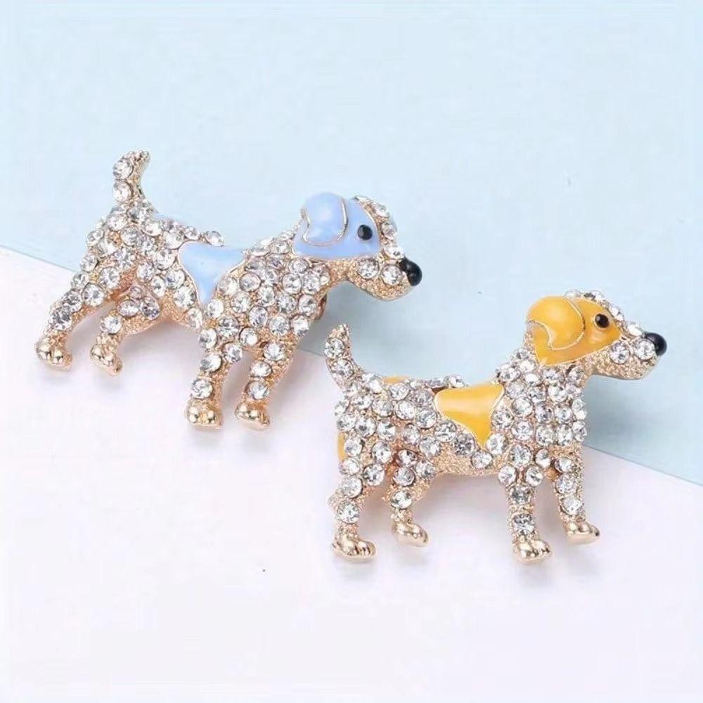 Sparkling Dog Brooch Novelty Lapel Pins Fashion Jewellery Pins Suit Coat Accessories