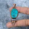 Oval Turquoise Gemstone Electroformed Birthday Gift Engagement Pendant Copper VP-42