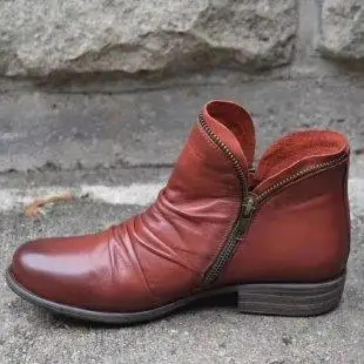 

New - style European and American Fashion Chunky - Heel Short Boots with Double - sided Zippers for Women Boots 43 красный