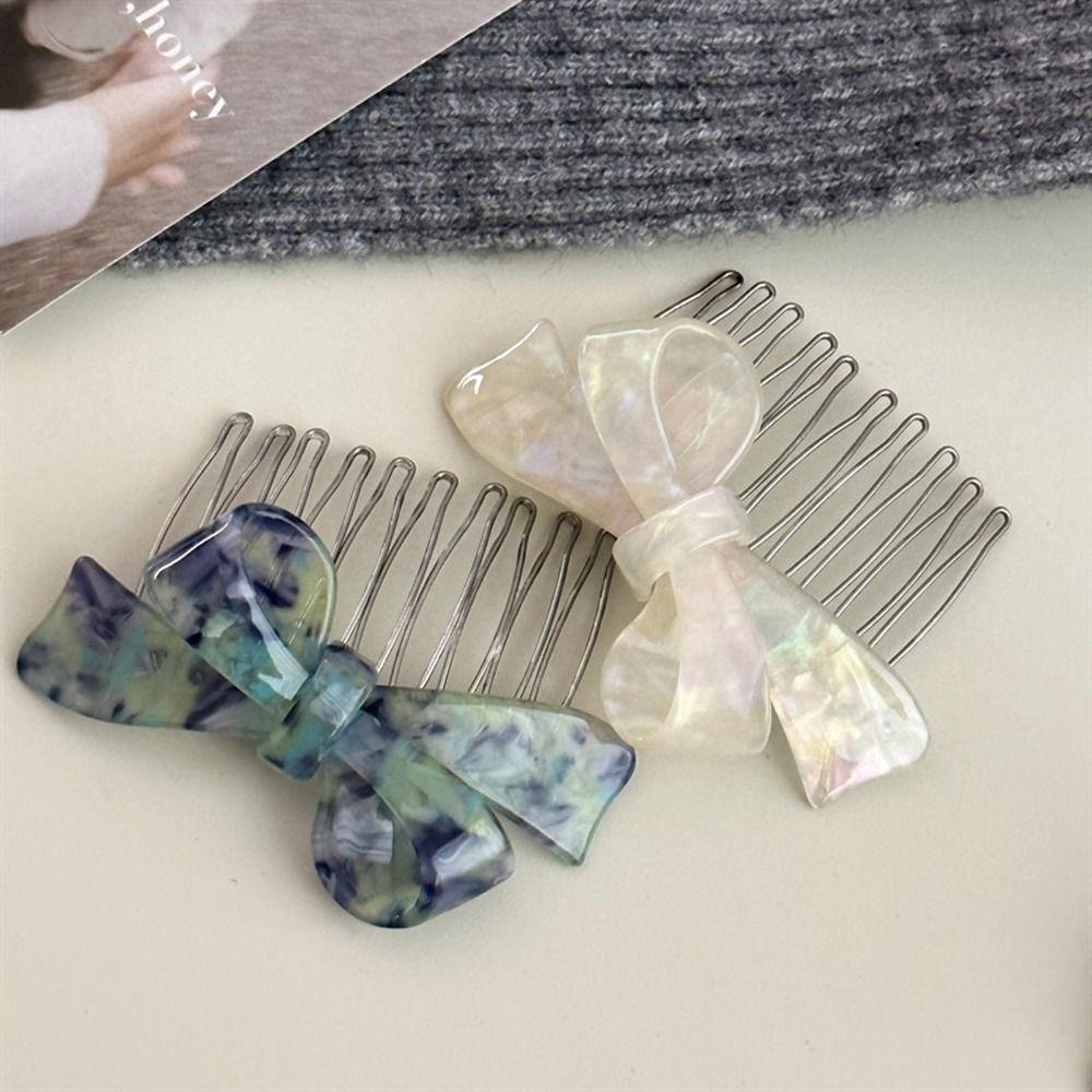 Vintage Fixed Bangs Bow Bowknot Barrettes Hairpin Girl Bangs Clip Women Hair Comb Acetic Acid Hair Clips Korean Barrettes